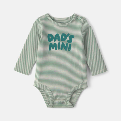 Baby Boy 'Dad's Mini' Long-Sleeve Graphic Bodysuit - Green | Carter’s Oshkosh Canada