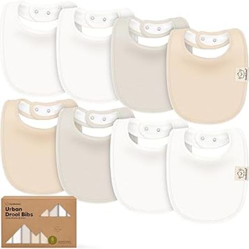 8-Pack Organic Baby Bibs for Boys, Girls - Soft Cotton Drooling and Teething Bibs for Baby Girl & Boy, Extra Absorbent, Easy to Clean & Put On for Toddler, Newborn, Infant 0-24 Months (Pure)