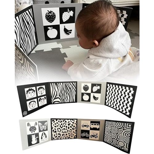 Samuel Sensory Board for Babies - Supersized Black and White Baby Cards for Developmental Newborn Tummy Time Toys - 100cm Newborn Black & White Toys for 0-3 Months & Older - Thick Stand Up Board No. 1