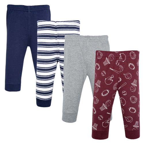 Hudson Baby Boy Cotton Pants and Leggings, Varsity Sports Stripe, Newborn
