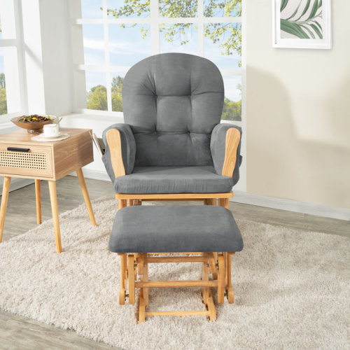 Winston Porter Parkhur Rocking Chair Nursery Glider with Ottoman, Upholstered Rocker Recliner for Breastfeeding & Reviews | Wayfair