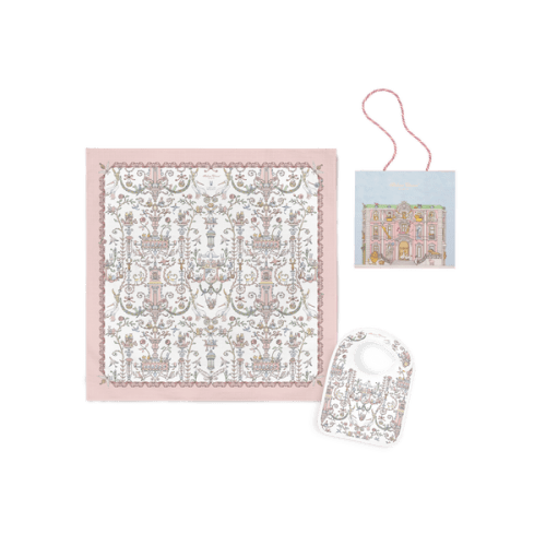 Carré & Satin Bib Set - Toile de Jouy Pink