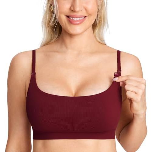 MOMANDA Ribbed Nursing Bras for Breastfeeding Support Maternity Sports Bra Wireless Seamless Sleep Bralettes