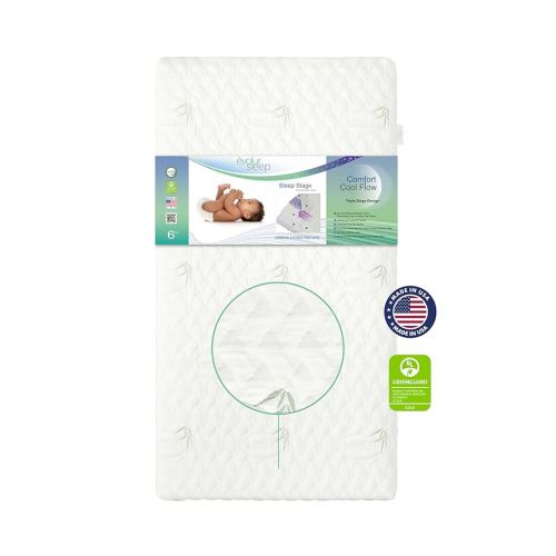 Evolur Comfort Cool Flow Foam Crib & Toddler Mattress – Breathable Foam Core, Water-Resistant Cover, GREENGUARD Gold & JPMA Certified, Fits Full-Size Cribs & Toddler Beds, Proudly Made in USA
