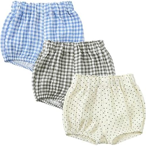 3PC Shorts Set Newborn Baby Girls Boys Pants Cotton Linen Blend Cute Floral Bloomers Triangle Shorts