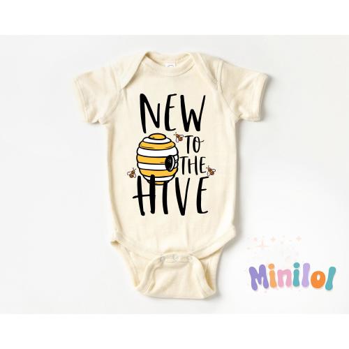 Bee Onesie®, Natural New To The Hive Onesie®, Cute Bumble Bee Natural Onesie®, New Baby Bodysuit, Pregnancy Announcement Onesie®