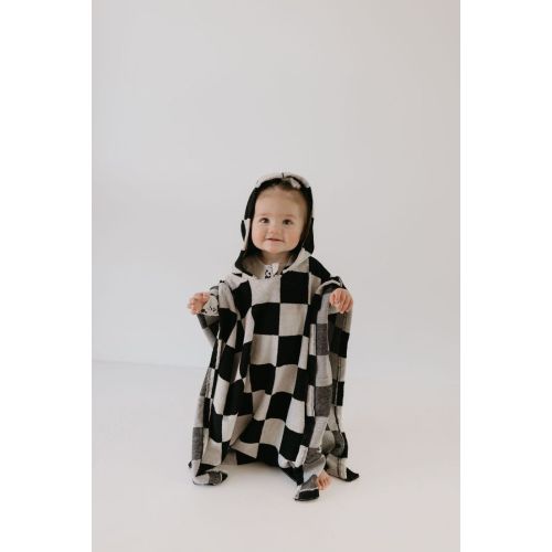 Hooded Towel | Black Checkerboard