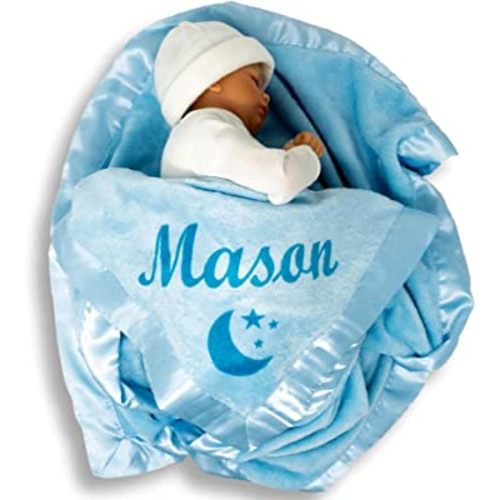 Custom Catch Personalized Baby Blanket for Boys - Blue