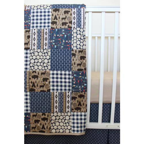 Woodland Quilt/ Adventure Quilt/ Bear and Moose/ Arrow Crib Bedding/ Tribal Crib Bedding/ / Baby Boy Bedding