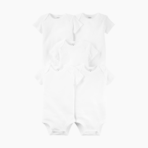 Carter's Short-Sleeve Original Bodysuits (5 Pack) - White, 3 M