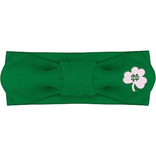 Creative Knitwear Notre Dame Fighting Irish Infant Girls Kelly Solid Hair Knot Headband Embroidered Logo - Size Newborn - 4T