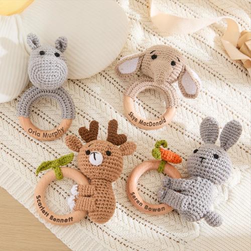Personalized Baby Rattle Toy, Custom Name Engraved Wooden Rattle, Safe Natural Materials, Handmade Newborn Gift, Ideal Baby Shower Present