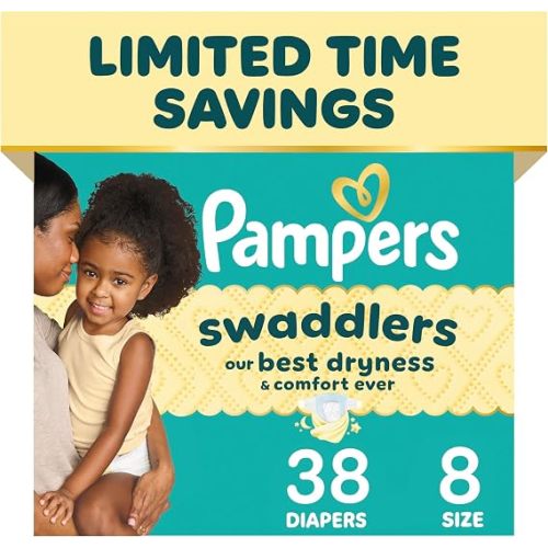 Pampers Swaddlers Diapers, Size 0 (up to 10 lbs), 84 Count, Absorbent, Keeps Baby Dry and Comfortable, Skin Safe Disposable Baby Diaper