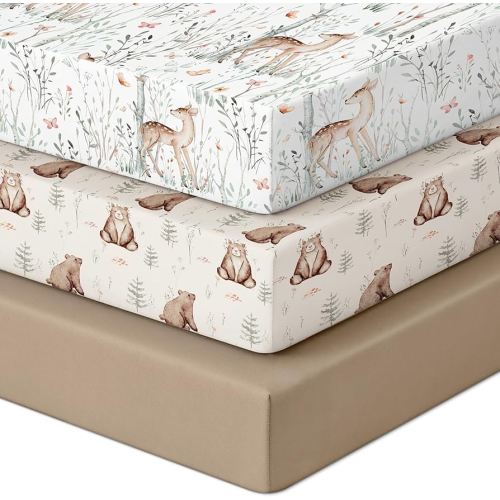 Looxii Baby Pack and Play Sheets Fitted, 3 Pack Soft Stretchy Baby Mini Crib Sheets for Pack N Play Mattress and Portable Playard Sheets for Boys and Girls