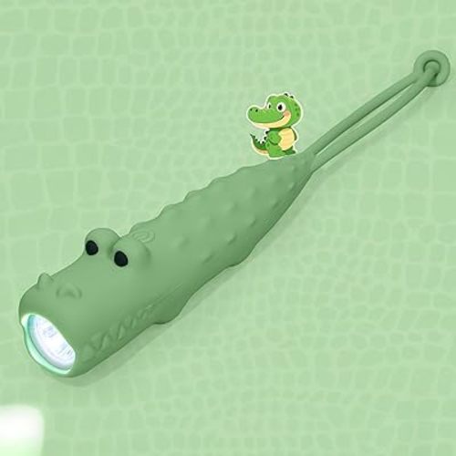CoolGift Mart Kids Silicone Flashlight, Dimmable Flashlight for Toddlers Kids Boys Girls, Rechargeable Hanging Night Light for Camping, Night Walks and Home Use, Fun Animal Themed Portable Torch