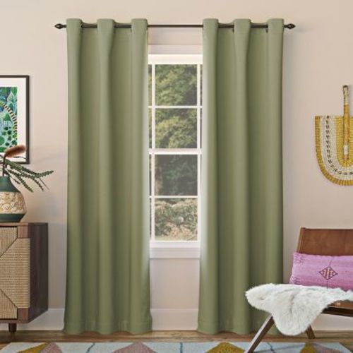 40"x63" Sun Zero Blackout Kenneth Energy Saving Grommet Curtain Panel Sage Green: Thermal Insulated Noise Reducing