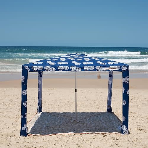 CoolCabana Beach Shade Tent - Easy Setup, UPF 50+ Protection, Large & Medium Sizes, Compact & Wind Resistant - Beach Cabana for The Whole Family - Pineapples, Medium