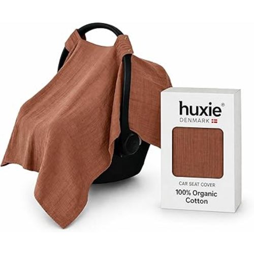 Car Seat Cover Baby - Organic Muslin Cotton - Carseat Canopy - 43" x 32" (Cedar)