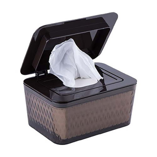 Wipes Dispenser, One-Handed Operation Wipe Holder for Baby & Adult, Seal-Designed Wipes Container for Bathroom Keep Diaper Wipes Fresh (Black) 6.9x4.9x3.9"