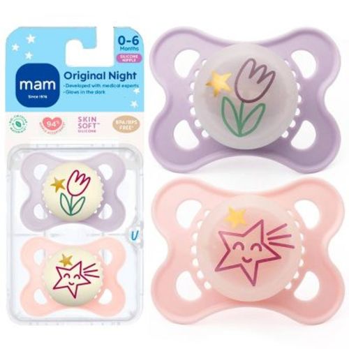 MAM Glow in the dark Night Pacifier 0-6m - 2pk - Girl