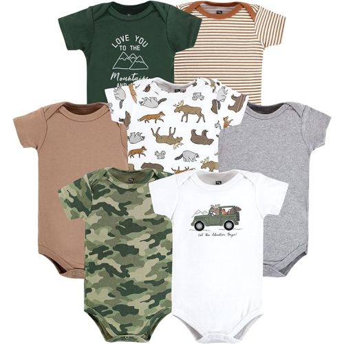 Hudson Baby unisex-baby Cotton Bodysuits 7-pack