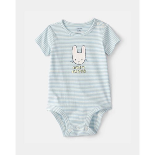 Baby 'Hoppy Easter' Bunny Graphic Bodysuit - Blue | Carter's