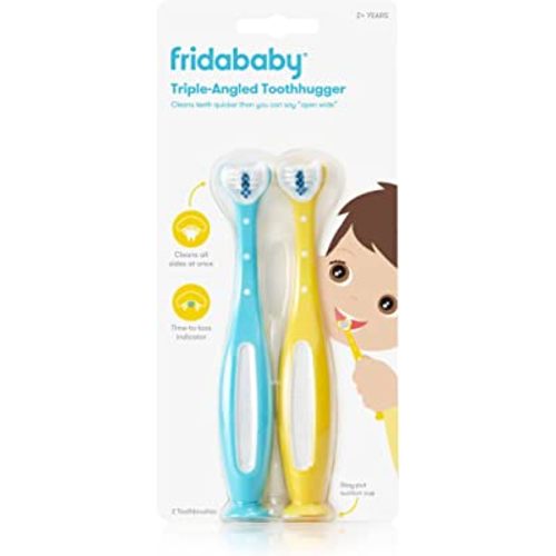 Frida Baby Triple-Angle Toothhugger Training Toothbrush for Toddler Oral Care, Two Pack