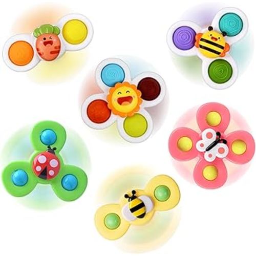 Suction Cup Spinner Toy for Baby - Suction Cup Fidget Spinner Toys Bath Toys Window Spinning Top Baby Toys 12-18 Months Christmas Birthday Gifts for 1 2 3 Boys Girls Sensory Toys for Toddlers 1-3