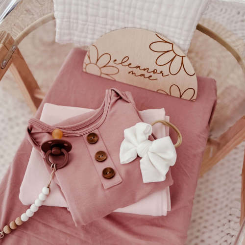 Personalized Half Moon Wood Announcement | Daisy