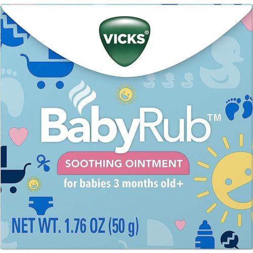Vicks BabyRub Chest Rub Ointment with Soothing Aloe, Eucalyptus, Lavender, and Rosemary, from the makers of VapoRub, 1.76 oz
