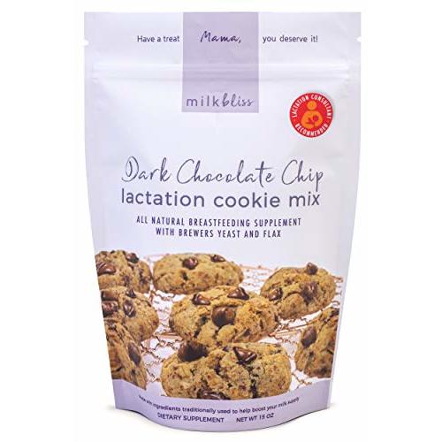 MilkBliss Dark Chocolate Chip Lactation Cookie Mix- Oatmeal Breastfeeding Cookie Supplement Support for Milk Supply Increase 15 oz