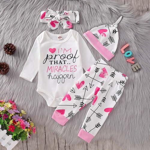 BULLPIANO Infant Baby Girl Romper Pants Headband Hat Clothes Outfit Set 0-3 Months
