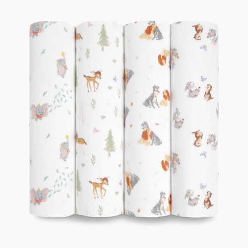 Aden + Anais Disney Essentials Cotton Muslin Swaddles (4 Pack) - Disney + Friends, 4