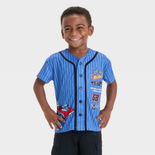 Toddler Boys' Hot Wheels Button-Down Jersey - Blue