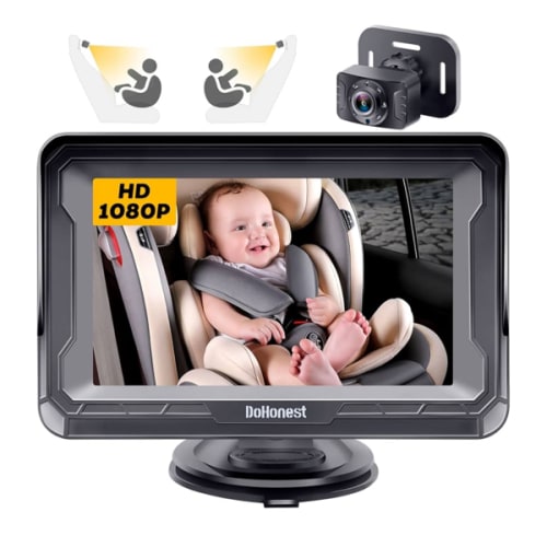 DoHonest Baby Car Camera HD 1080P - Rear-Facing Car Baby Monitor with Night Vision, Adjustable View Angle, Easy Setup, Anti-Glare Display, Safety for Kids & Infants