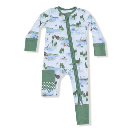 2-Way Zip Romper, Lake Life