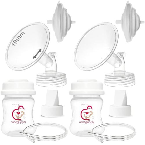 Nenesupply Pump Parts Compatible with Spectra S2 S1 9 Plus Breast Pump to Replace Spectra Pump Parts S2 Accessories Flange 19mm Duckbill Valve Tubing Bottles Backflow Protector