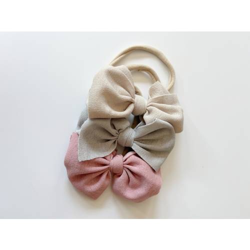 Neutral Baby Headband Set, Linen Look Baby Bows, Baby Girl Bow Set, Newborn Headbands, boho baby bow, girls hair bows, fable bow