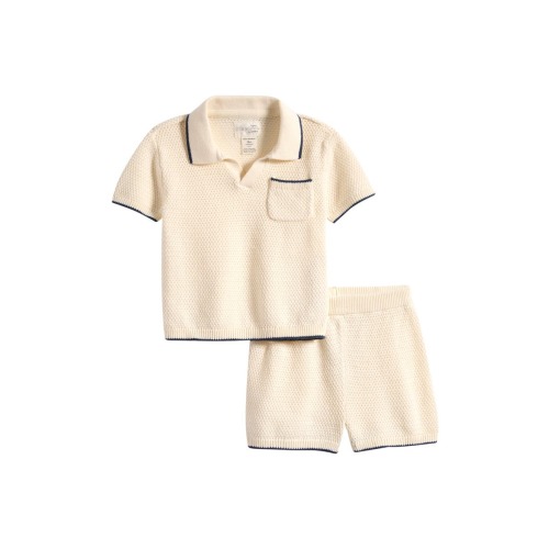 Organic Cotton Knit Polo & Shorts Set
