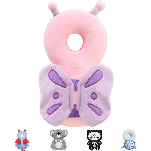 Baby Head Protector Backpack for Falling Crawling and Walking Toddler Essentials Harness Infant Koala Toys Helmets Baby Lover Halloween Gifts for 0.5-2 Years (Pink_Butterfly)