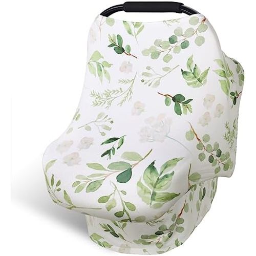 Nursing Cover Breastfeeding Scarf, Car Seat Covers for Babies Infant Carseat Canopy, Stretchy Soft Breathable Multi-Use Cover Ups for Stroller High Chair Shopping Cart, Baby Essentials for Summer