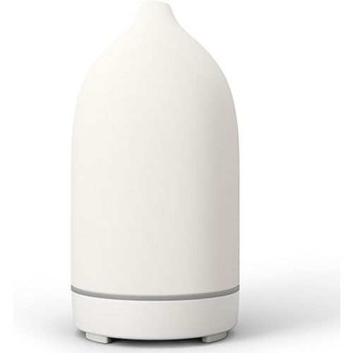 Essential Oil Diffusers,Handmade Ceramic Aromatherapy Diffuser for Room and 9 Colors Night Light for Home,Auto-Off (White)