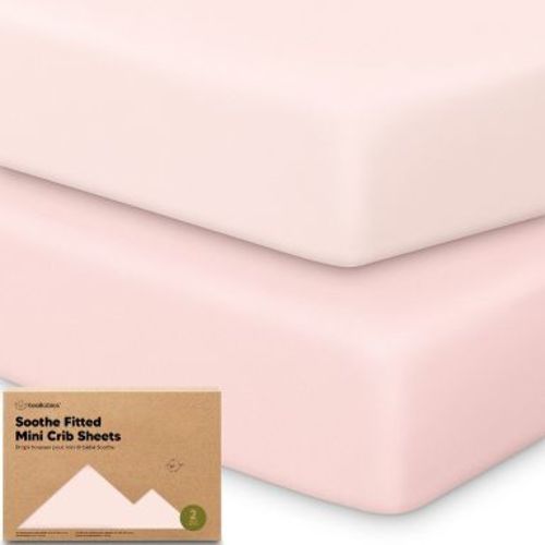 KeaBabies Mini Crib Sheets for Baby Girl, Boy, 2-Pack Soothe Pack and Play Sheets Fitted, 38x26 Organic Pack N Play Mattress Sheet (Mist Rose)