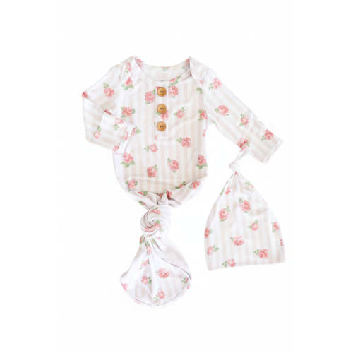 Rosy & Cozy Newborn Baby Knot Gown & Hat Set