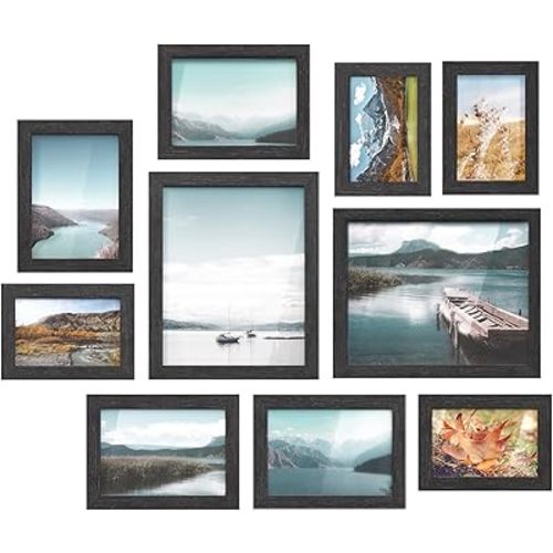 SONGMICS Picture Frames, Collage Picture Frames Set of 10, Two 8x10, Four 5x7, Four 4x6, Photo Frame for Wall Gallery Decor, Table Display, Christmas Gift, Black URPF10B