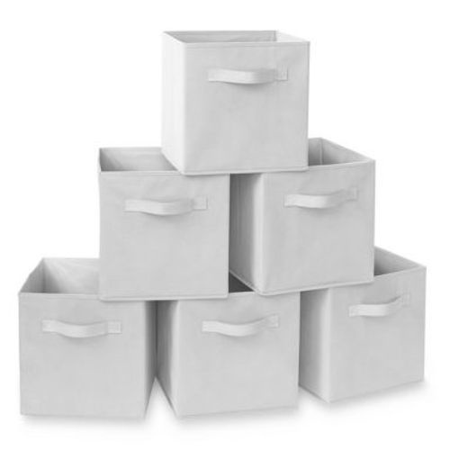 Casafield Set of 6 Collapsible Fabric Storage Cube Bins, White - 11" Foldable Cloth Baskets for Shelves and Cubby Organizers
