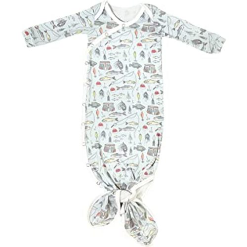 Copper Pearl Baby Gown - Knotted Newborn Sleepers for Baby Boy and Girl, Soft Stretchy Long Sleeve Infant Gowns with Bottom Tie and Hand Mittens, Perfect Hospital Coming Home Outfit (Trout)