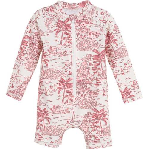 Baby Emory Rashguard, Red Seascape Toile