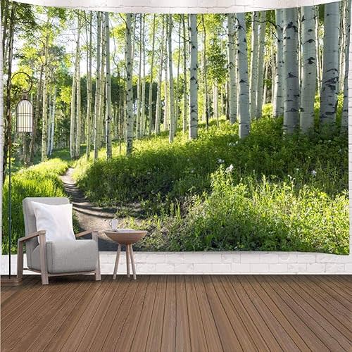 YISURE Forest Wall Tapestry Nature Tree Trail Path Landscape Wall Hanging, Morning Sunshine Through Green Tree Wall Tapestries for Home Office Indoor and Outdoor Decor, 80(W) x60(L) Inch