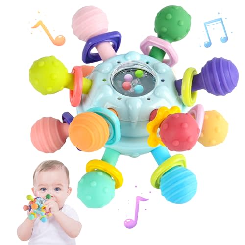 Baby Sensory Teething Toys - Baby Teethers Rattle Montessori Toys - Baby Shower Gifts for Infant Newborn Boys Girls 0 3 6 9 12 18 Months -Baby Chew Toys - Toddler Travel Learning Educational Toys